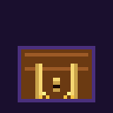 A wooden treasure chest opening with glowing purple aura, gold coins streaming in from above.